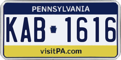 PA license plate KAB1616