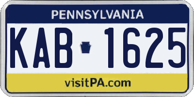 PA license plate KAB1625