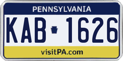 PA license plate KAB1626