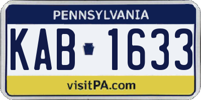 PA license plate KAB1633