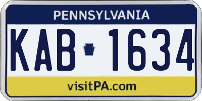 PA license plate KAB1634