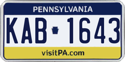 PA license plate KAB1643