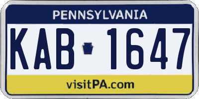 PA license plate KAB1647