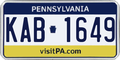 PA license plate KAB1649