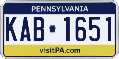 PA license plate KAB1651