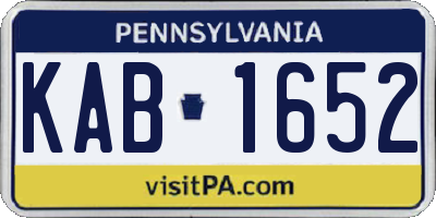 PA license plate KAB1652