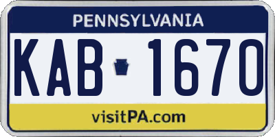 PA license plate KAB1670