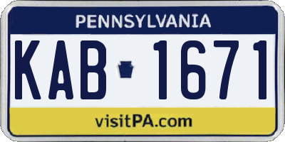 PA license plate KAB1671