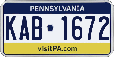 PA license plate KAB1672