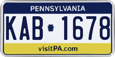 PA license plate KAB1678