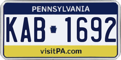 PA license plate KAB1692