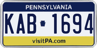 PA license plate KAB1694