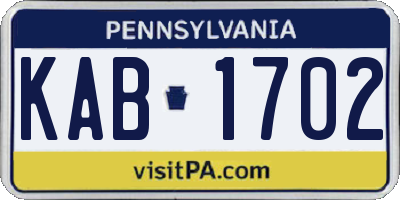 PA license plate KAB1702