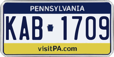 PA license plate KAB1709
