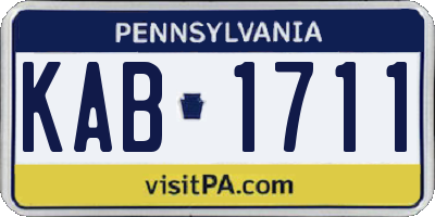 PA license plate KAB1711