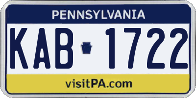 PA license plate KAB1722