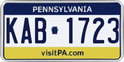 PA license plate KAB1723
