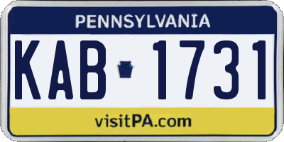 PA license plate KAB1731