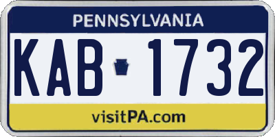 PA license plate KAB1732