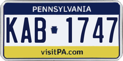 PA license plate KAB1747