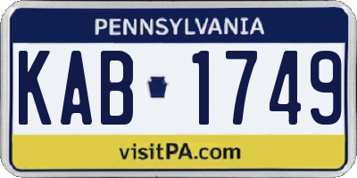 PA license plate KAB1749