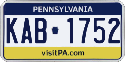 PA license plate KAB1752