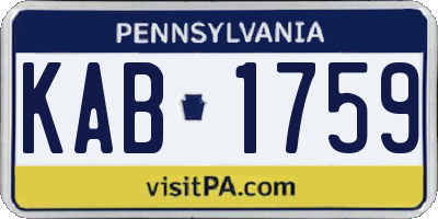 PA license plate KAB1759