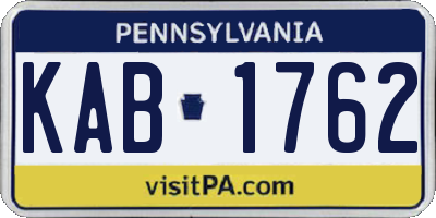 PA license plate KAB1762