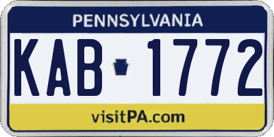 PA license plate KAB1772