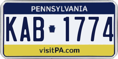 PA license plate KAB1774