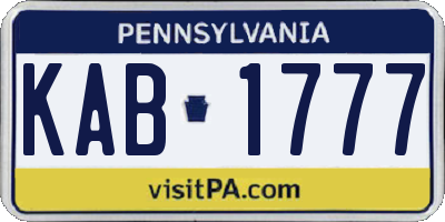 PA license plate KAB1777