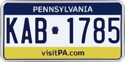 PA license plate KAB1785