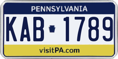 PA license plate KAB1789