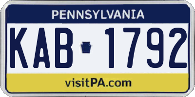 PA license plate KAB1792