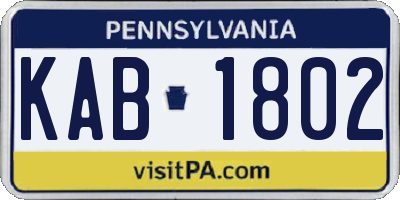 PA license plate KAB1802