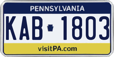 PA license plate KAB1803