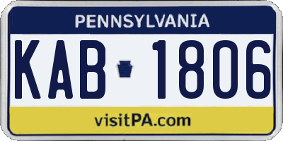 PA license plate KAB1806