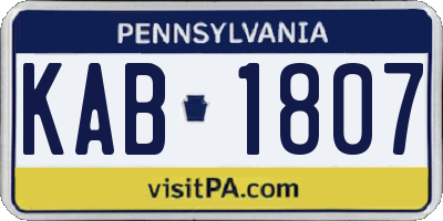 PA license plate KAB1807