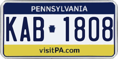 PA license plate KAB1808