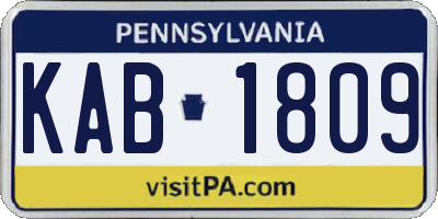 PA license plate KAB1809