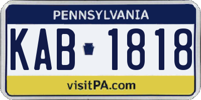 PA license plate KAB1818