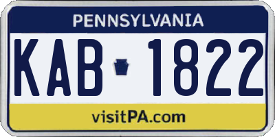 PA license plate KAB1822