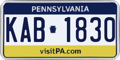 PA license plate KAB1830