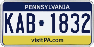 PA license plate KAB1832