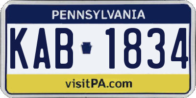 PA license plate KAB1834