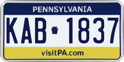 PA license plate KAB1837