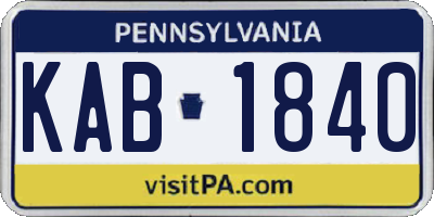 PA license plate KAB1840