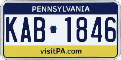 PA license plate KAB1846