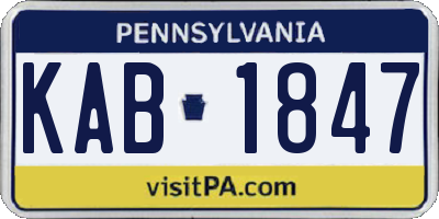 PA license plate KAB1847