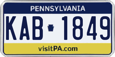 PA license plate KAB1849